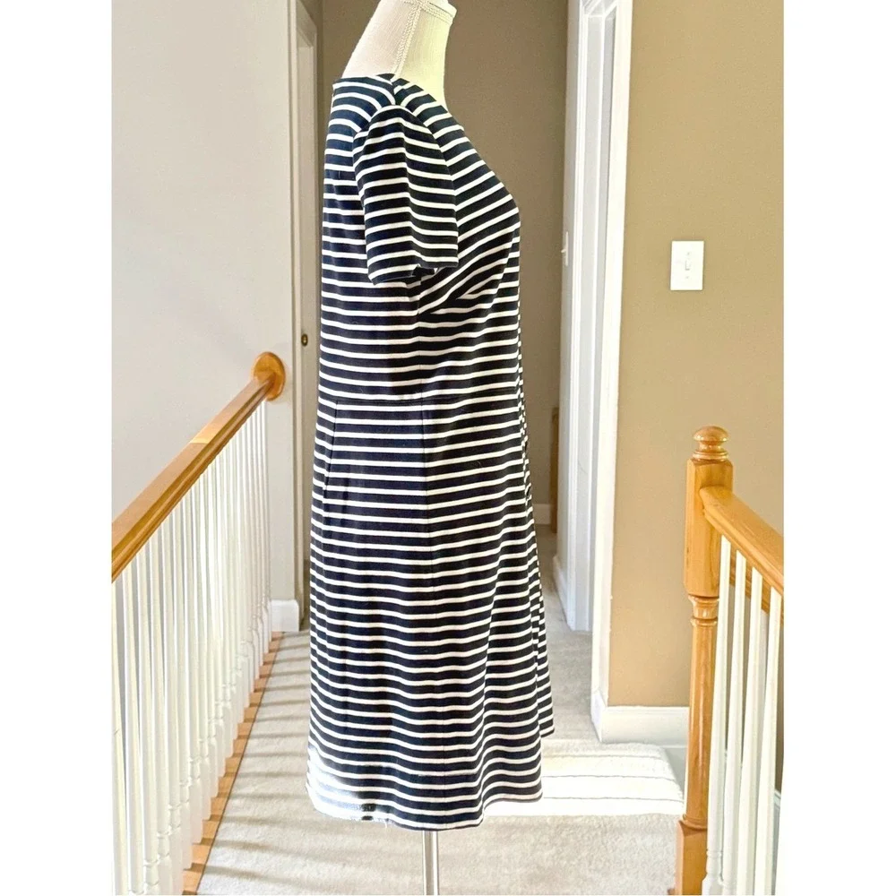 Tory Burch Navy‎ White Striped Button Detail Shift Dress XL